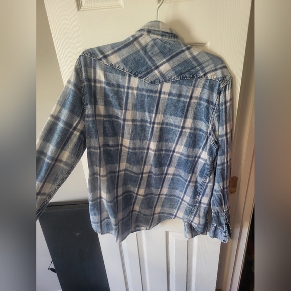 Lucky brand denim plaid button up - Picture 2 of 3
